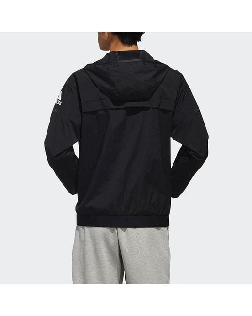 Adidas Blue Wb Light Woven Windproof Hooded Logo Jacket for men