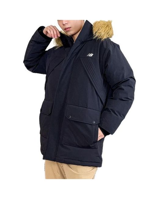 New Balance Blue Warm Hooded Down Jacket for men