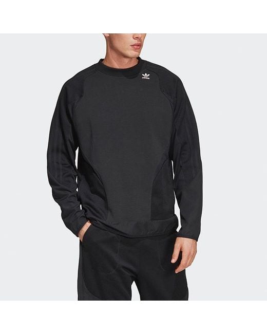 Adidas Blue Originals Sweatshirt Splicing Casual Sports Round Neck Pullover for men