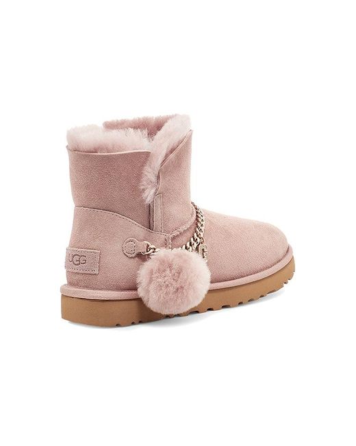 Ugg Pink (Wmns) Classic Charm Mini Stay Warm Fleece Lined