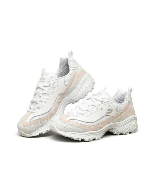 Skechers White (Wmns) D'Lites 1.0 Clunky Shoes