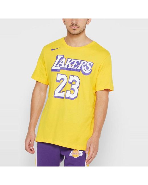 Nike Yellow Nba Lakers Basketball Sports Short Sleeve Lebron James 23 for men