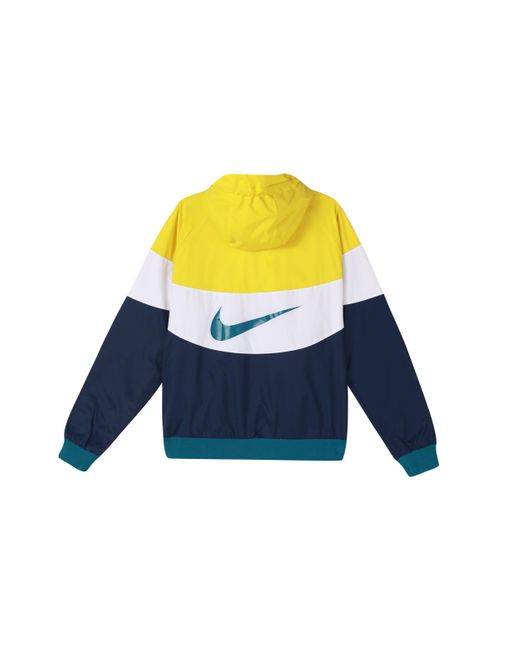 Nike Yellow Sportswear Windrunner Colorblock Casual Hooded Track Jacket for men