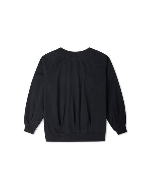 Converse Black (Wmns) Solid Color Loose Knit V Neck Hoodie