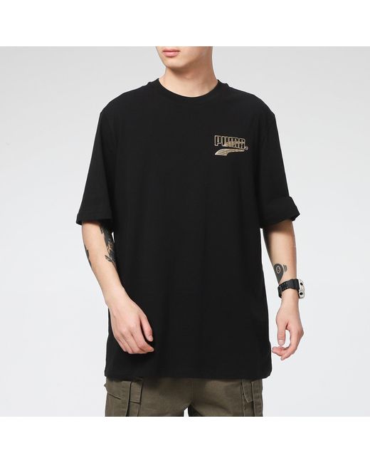 PUMA Black Team Graphic T-Shirt for men