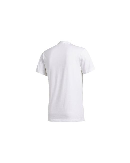 Adidas White M Gfx T Lng Logo Printing Sports Round Neck Short Sleeve for men