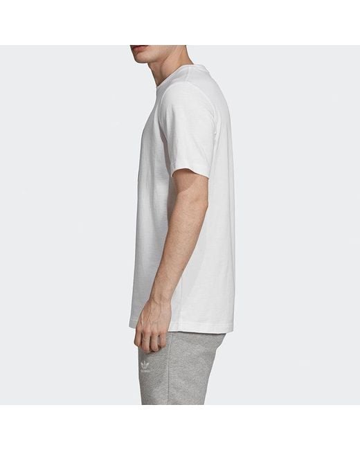 Adidas White Originals Trefoil Alphabet Logo Printing Round Neck Short Sleeve for men