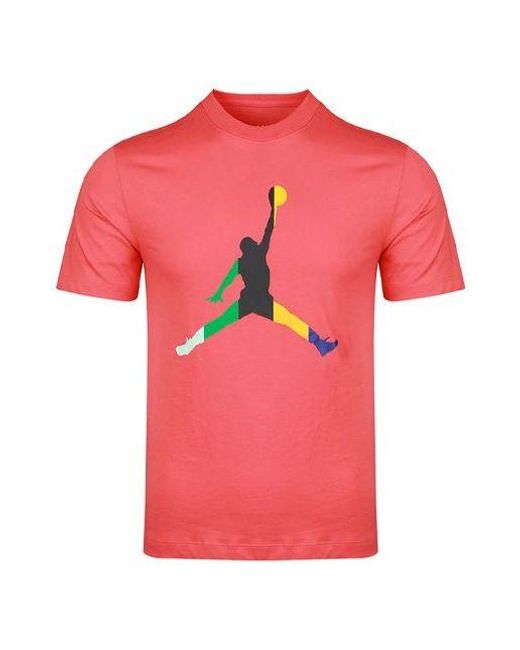 Nike Pink Sport Dna Jumpman Round Neck Short Sleeve Coral T-Shirt for men