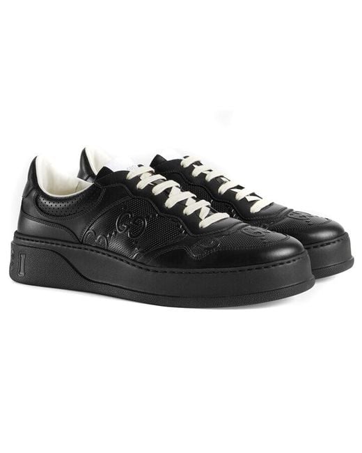 Gucci Black Gg Embossed Sneaker Leather' for men