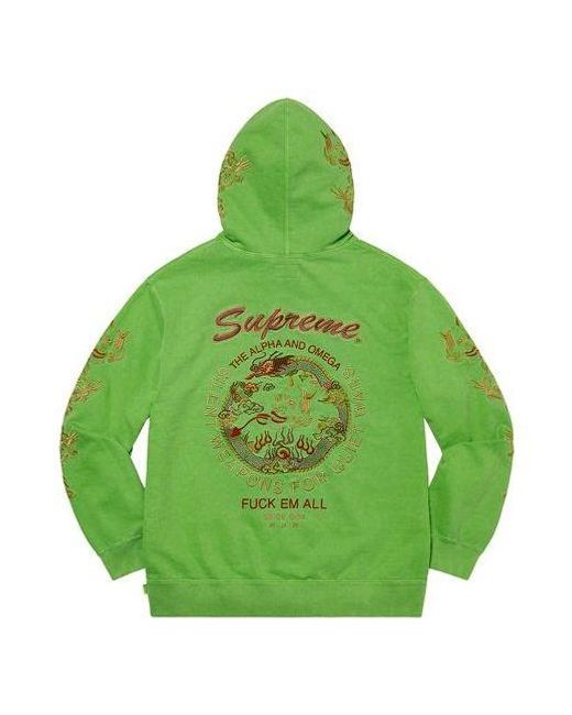 Supreme Green Dragon Overdyed Hooded Sweatshirt for men