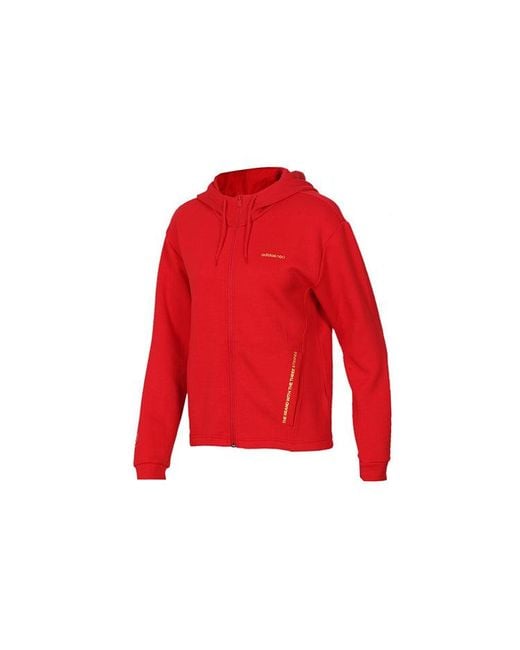 Adidas Red (Wmns) Neo Flowers Printing Sports Drawstring Hooded Jacket