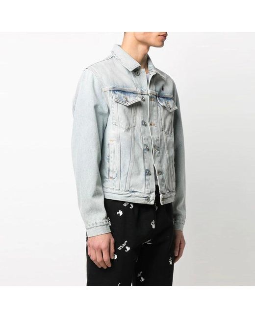 Off-White c/o Virgil Abloh Blue Ss21 Back Printing Denim Jacket for men