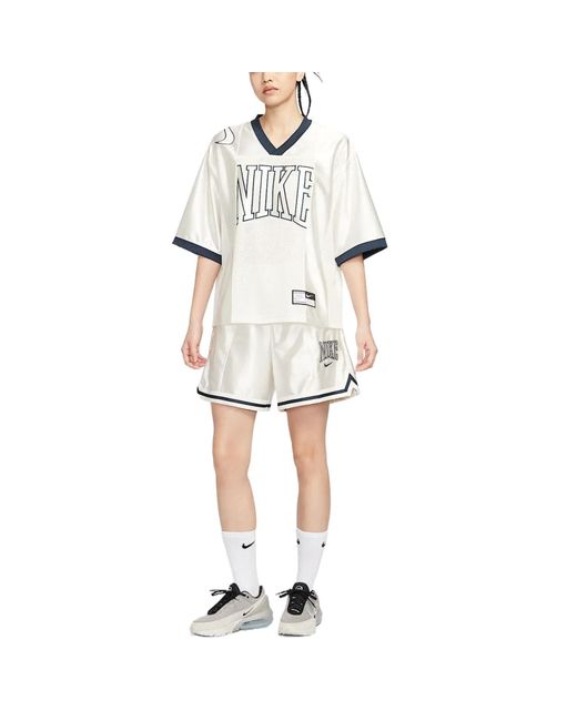 Nike White (Wmns) Sportswear Street Oversized Graphic Jersey Top Asia Sizing 'Sail Armoury'