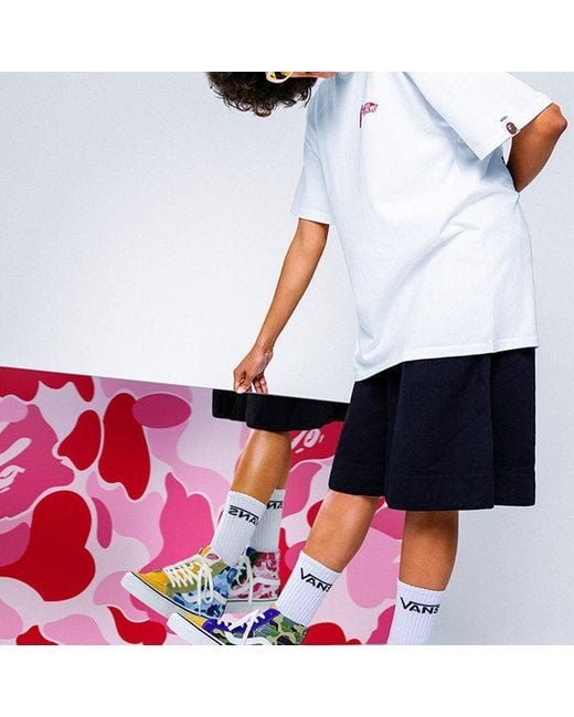 Vans White X Bape Sk8-Hi T-Shirt for men
