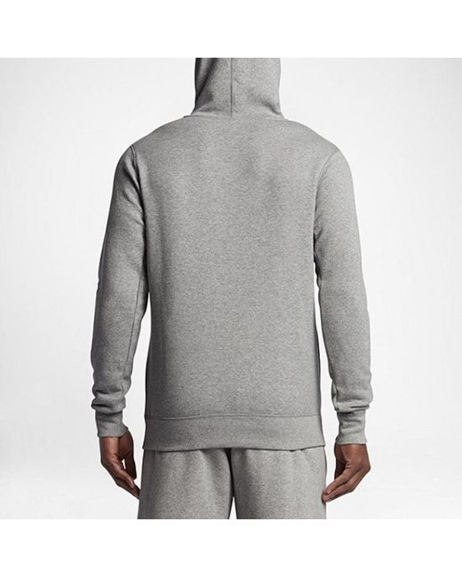 Nike Gray Knit Logo Fleece Lined Hooded Pullover Hoodie Asia Sizing for men