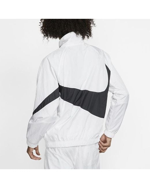 Nike White Swoosh Large Logo Woven Windproof Stand Collar Casual Sports Jacket Asia Edition for men