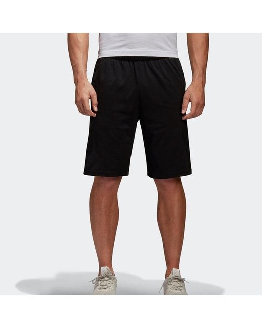 Adidas Black Ess Lin Shor Sj Sports Knit Shorts for men