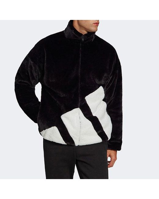 Adidas Black Faux Fur Logo Jacket for men