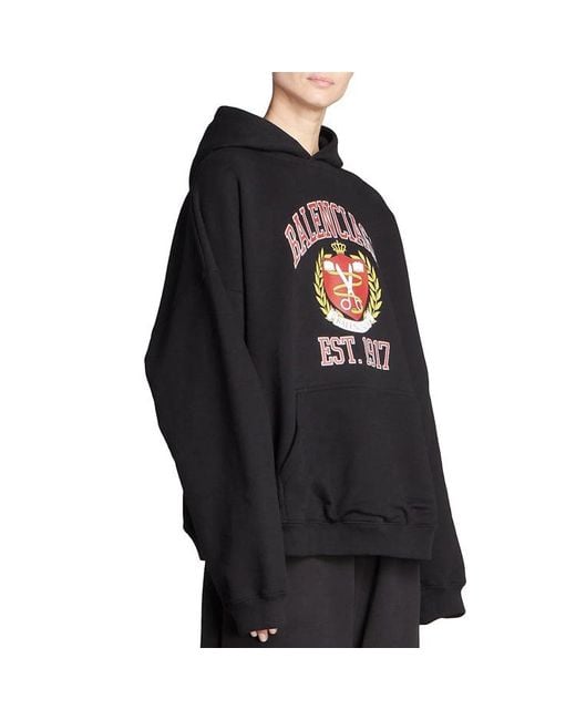 Balenciaga Blue Est. 1917 College Logo Print Hoodie Wide Fit