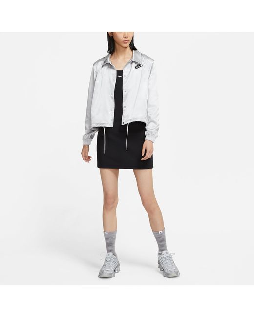 Nike Gray (Wmns) Graffiti Embroidered Woven Sports Lapel Jacket