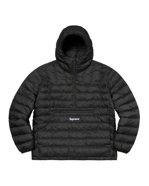 Supreme Black Micro Half Zip Hooded Pullover for men