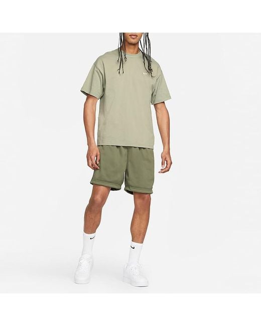Nike Green Solid Color Minimalistic Elastic Waistband Logo Medium Shorts for men