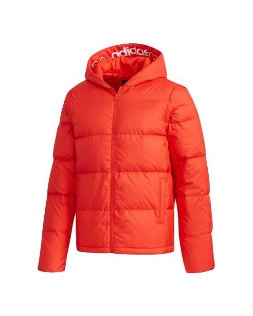 Adidas Red Neo Sports Hooded Detachable Long Sleeves Down Jacket for men