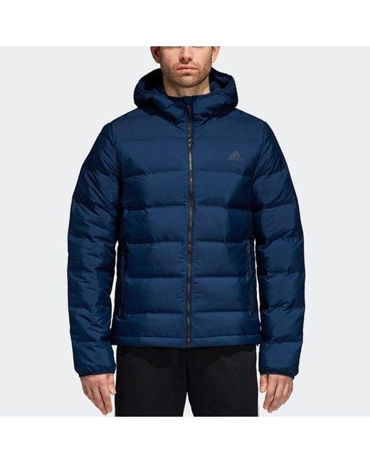 Adidas Blue Protection Against Cold Stay Warm Hooded Down Jacket for men