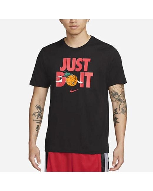 Nike Black Just Do It Alphabet Printing Round Neck Short Sleeve for men