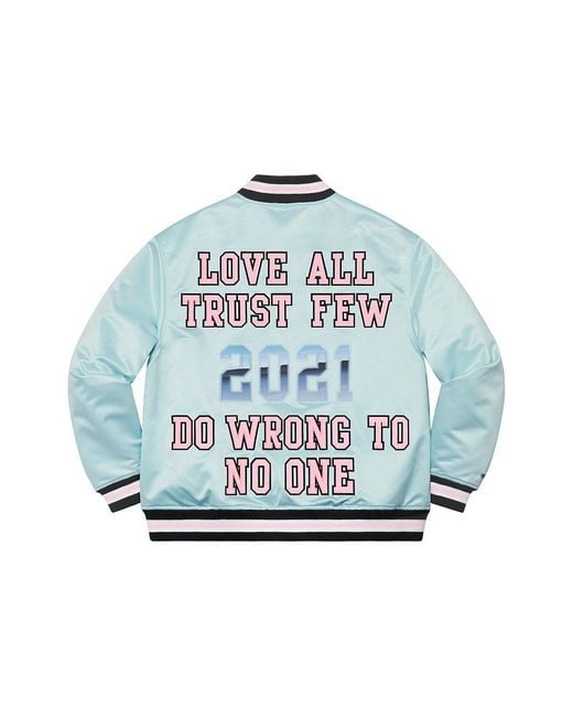 Supreme White X Mitchell & Ness Satin Varsity Jacket for men