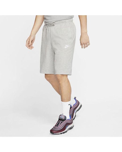 Nike Gray Sportswear Club Solid Color Cotton Casual Shorts Light for men