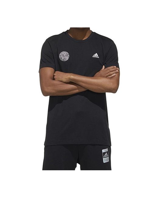 Adidas Black Alphabet Logo Printing Short Sleeve for men