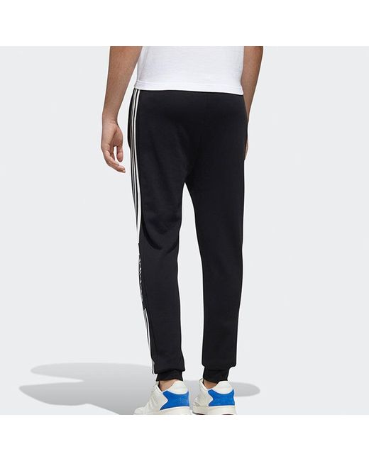 Adidas Black Neo M Esntl 3S Contrasting Colors Stripe Sports Pants for men