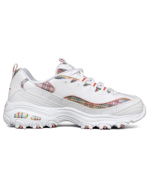 Skechers White (Wmns) D Lites 1.0 Low Top Running Shoes