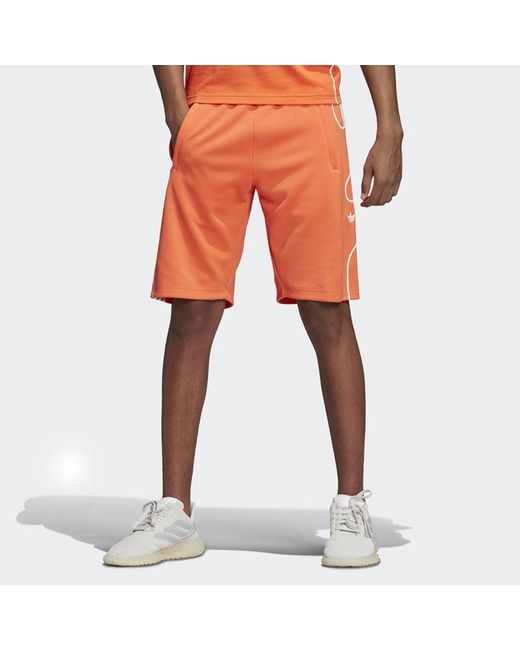 Adidas Orange Originals Pattern Printing Casual Sports Shorts for men