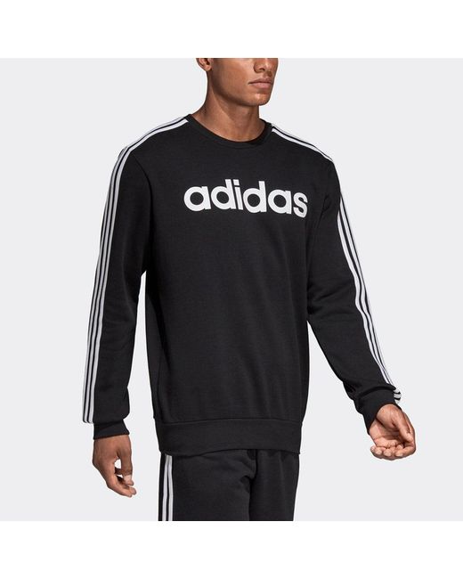 Adidas Black E 3S Crew Fl Round-Neck Sweater for men