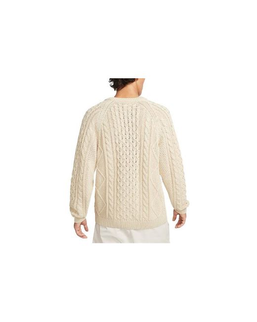 Nike Natural Solid Color Round Neck Knit Long Sleeves Wool Sweater Yellow for men