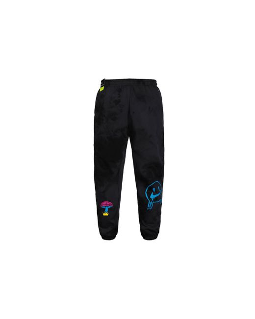 Nike Black Graffiti Embroidered Basketball Sports Fleece Lined Stay Warm Knit Long Pants for men