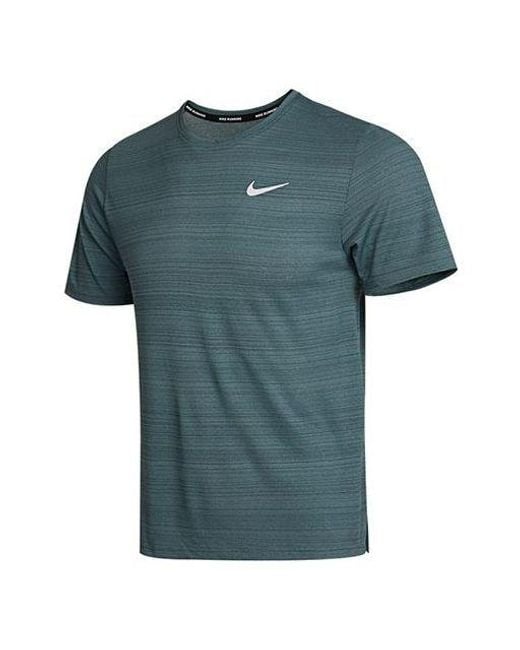 Nike Blue M Nk Df Miler Top Ss Running Training Sports Short Sleeve for men
