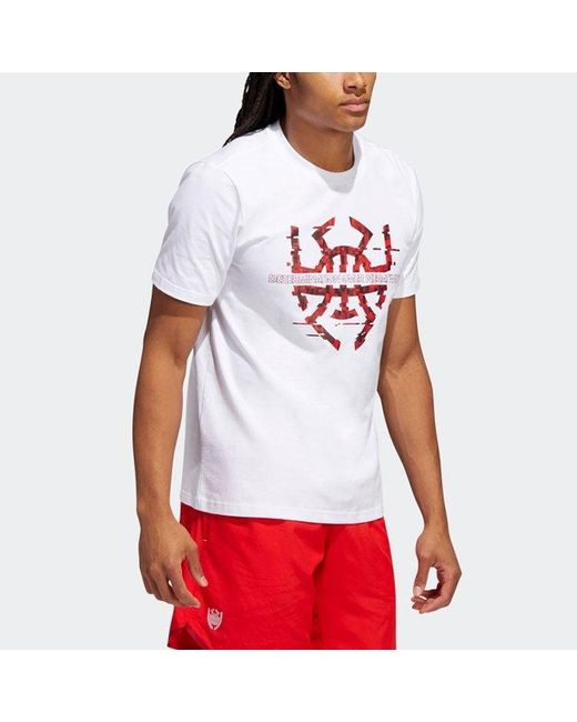 Adidas White Basketball Series Spida Logo Printing Sports Short Sleeve T-Shirt for men