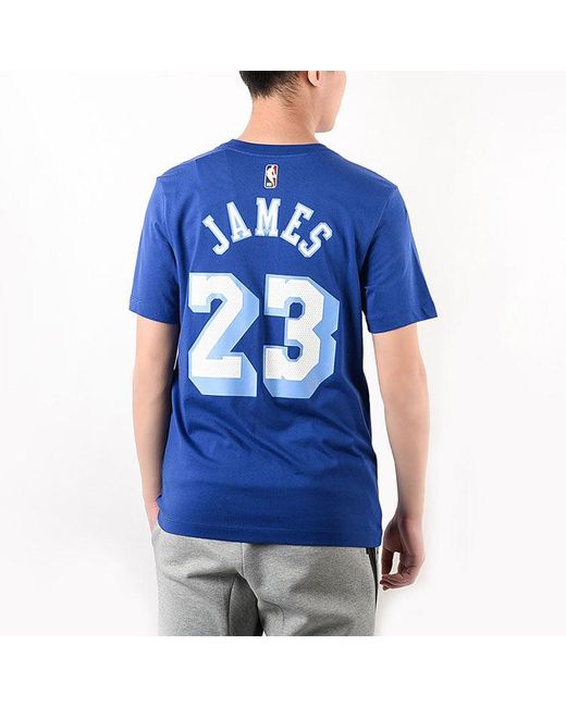 Nike Blue Classic Edition Los Angeles Lakers Lebron James No. 23 Basketball Round Neck Short Sleeve for men