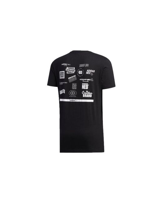 Adidas Black Neo M Faves Tee Alphabet Printing Sports Short Sleeve for men