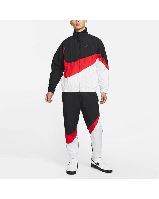 Nike Red Sportswear Large Logo Tat Stand Collar Jacket for men