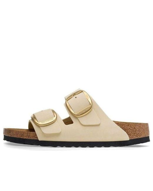 Birkenstock Natural Arizona Big Buckle Nubuk Leather Narrow Fit