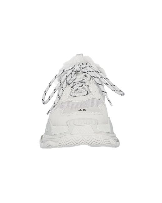 Balenciaga White (Wmns) Triple S Sneaker 'Faux Fur