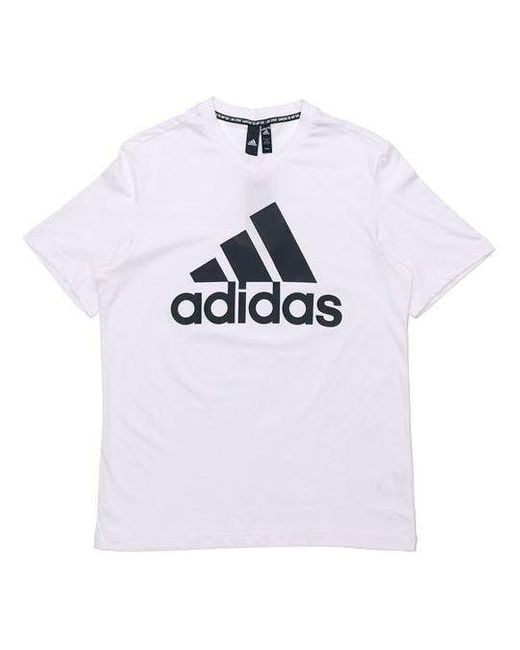 Adidas White Classical Logo Printed Tee for men
