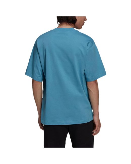 Adidas Blue Originals Solid Color Athleisure Casual Sports Round Neck Short Sleeve Couple Style Light for men