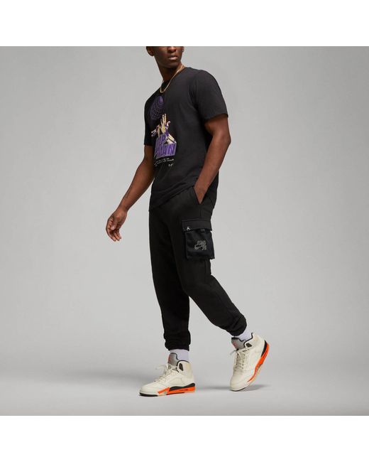 Nike Black Jumpman Solid Color Mesh Big Pocket Breathable Lacing Sports Pants for men