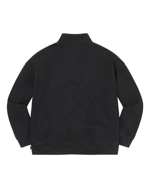 Supreme Black Washed Half Zip Pullover for men