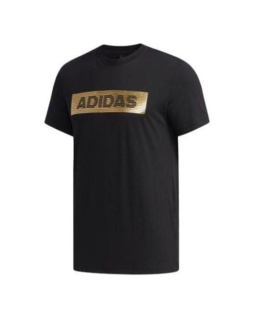 Adidas Black Ai Gfx Ss Foil Sports Bronzing Printing Round Neck Short Sleeve for men